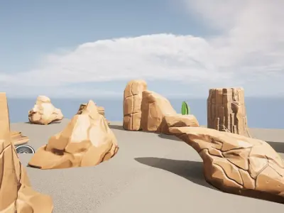 Stylized Rocks Low-poly 3D model purchase