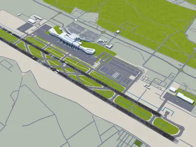 Rajiv Gandhi International Airport Hyderabad 10km Low-poly 3D model