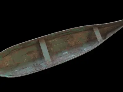 old wooden stylized boat low poly Low-poly 3D model