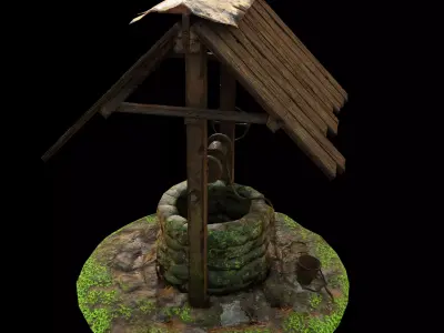 Water Well Low-poly 3D model 8