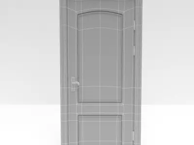 door set three wooden doors Low-poly 3D model