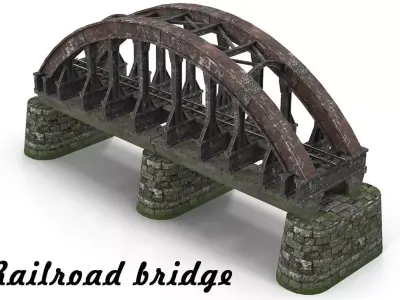 Railroad bridge Low-poly 3D model