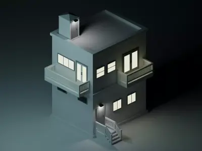Lowpoly building house Free low-poly 3D model