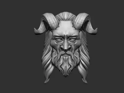Realistic jewelry Ring Old man with Horns 3D print model