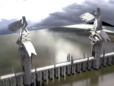 League of legends Inspired Sword Bridge Statues 2 3D model