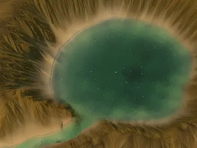 Volcanic Lake Terrain terrain Low-poly 3D model