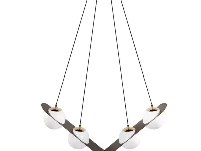 ANGLE chandelier with four glass balls hanging from it 3D model