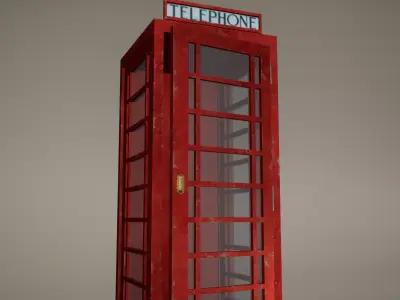 Phone Booth Low Poly Game Ready  Low-poly 3D model