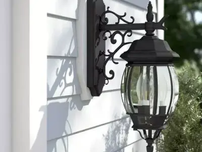 Gillian Beveled Glass Outdoor Wall Lantern - 3 Colour 3D model