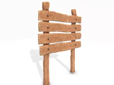 Wooden street signpost Low-poly 3D model