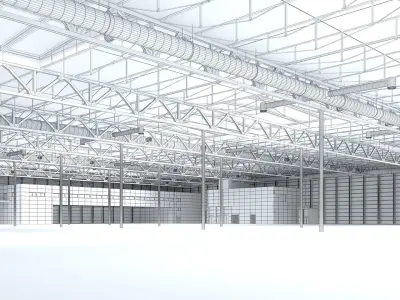 Warehouse 3 empty industrial 3D model