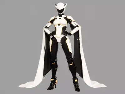 Futuristic Female Android Low-poly 3D model