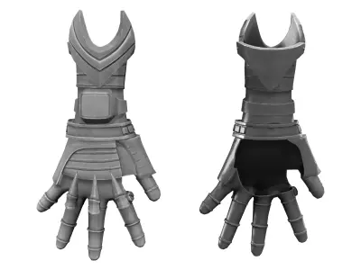 Female Black Sci-Fi Futuristic Armour Gloves Low-poly 3D model