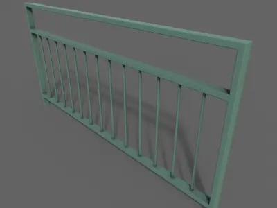 PBR Pedestrian Guard Rail Green V3 Low-poly 3D model