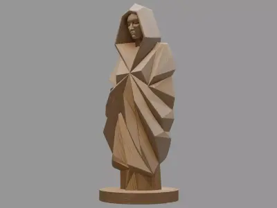 Geometric Hooded Wood Sculpture 3D model