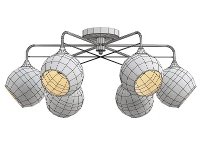 miram-a1521pl-6wh ceiling light with six glass globes 3D model