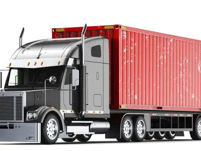  Two Detailed Container Trucks 