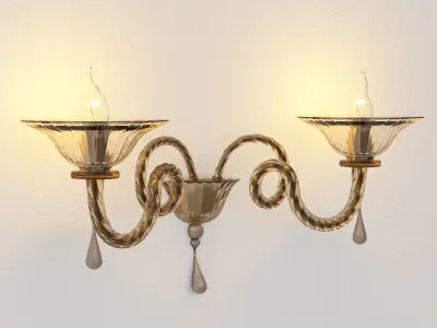 sconce wall with two candle holders 3D model