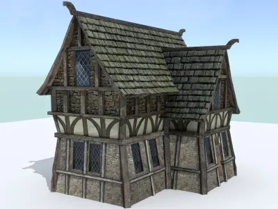 Medieval Village House 1 Low-poly 3D model