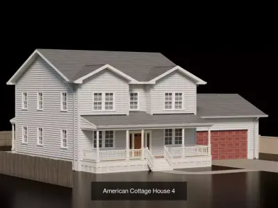 11 American Cottage House  3D Model Pack