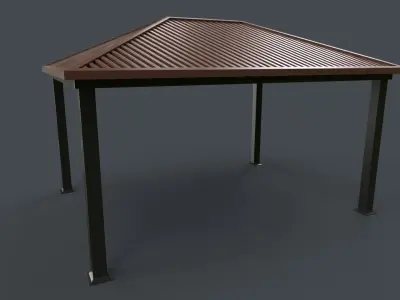 PBR Wooden Pergola Gazebo B4 Low-poly 3D model