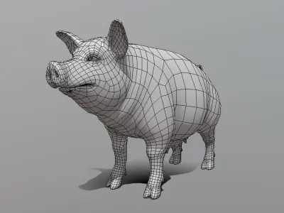 Female Pig BaseMesh - Topology + UV Map