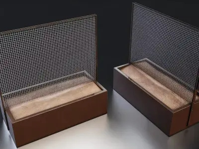 Modern Metal Planter with Grid Trellis Low-poly 3D model