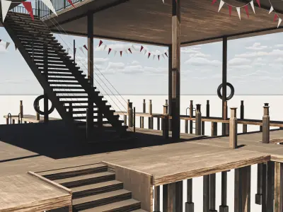 Old Dock Low-poly 3D model