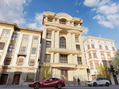 Classic stone facade-Building Classic Facade Element 3D model 8