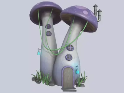 Mushroom house Low-poly 3D model