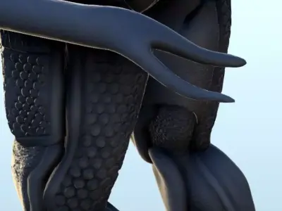 Alien knight with armour 1 - Future Sci-Fi SF Post apocalyptic T 3D print model