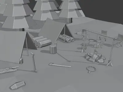 Camping Pack Low Poly Low-poly 3D model