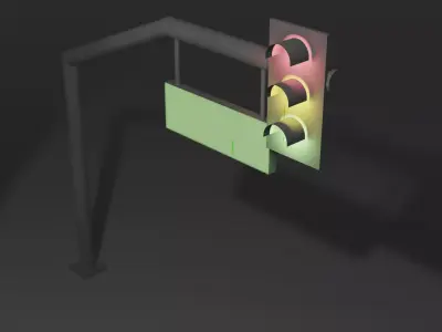 Lowpoly Streetlight traffic light with sign Free low-poly 3D model