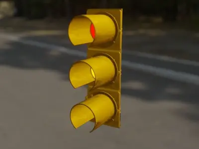  Traffic light  low poly 3D model