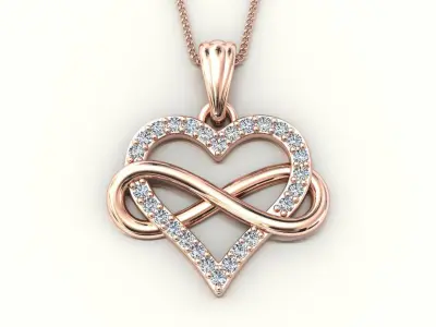 heart pendant infinity diamond 3D print model