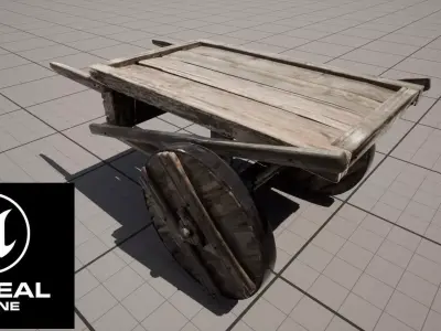 Medieval Wooden Cart Low-poly 3D model get