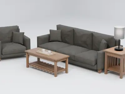 Modern Living Room Furniture Set 3D Model Pack