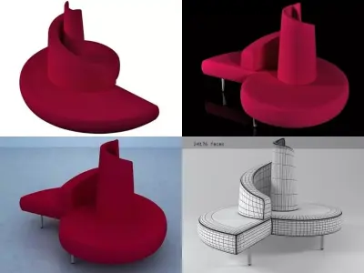 Tatlin chair with spiral shape 3D model