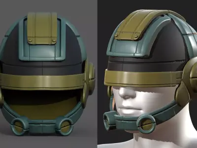 Helmet scifi fantasy pilot military futuristic  Low-poly 3D model