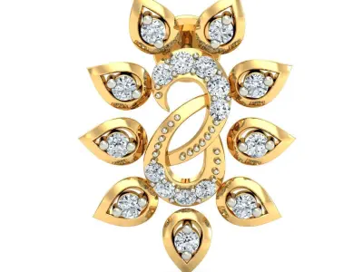 Yellow gold diamond earring-P2 E-32 3D print model