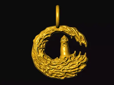 The light house gothic pendant charms - one inch pendant 3D print model
