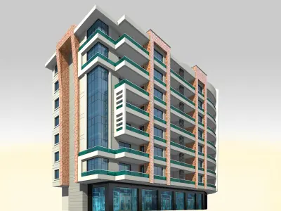 Residence Architectural 3d Model with Render Scene Low-poly 3D model