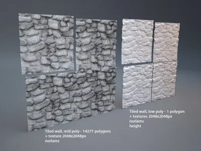 Stone wall 001 tiled Free low-poly 3D model
