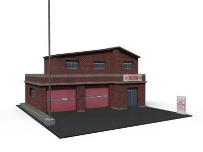 Cartoon Firestation  Low-poly 3D model