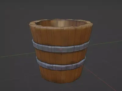 Pail bucket wooden Low-poly 3D model