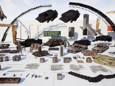 JunkYard Environment Kit Low-poly 3D model