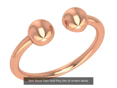 4 Dual End Light Wieght Minimilist Plain Gold Ring 3dm stl 3D Model Pack