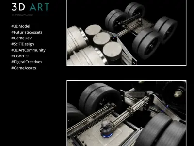 Futuristic trailer transport 3d assets  Low-poly 3D model