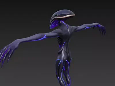 Alien creature in T-pose 3D model