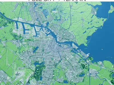 Amsterdam with Terrain 3D model